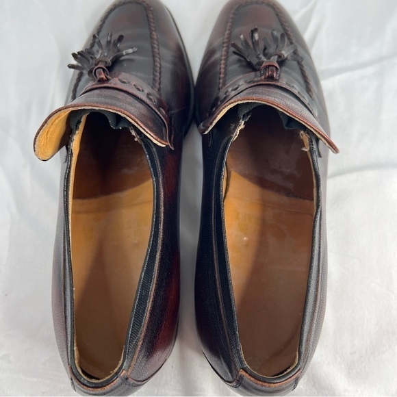 JOHNSTON & MURPHY Mens Cherry Black Leather Tassel Loafers Slip On main image 4